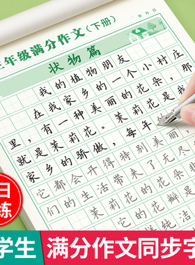 满分作文练字帖小学生专用字帖三年级四年级五六年级上册下册语文同步人教版楷书每日一练打卡句子硬笔写字练习钢笔书法正楷练字本