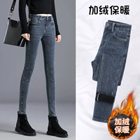 Зимние джинсы с начесом, штаны, удерживающий тепло карандаш, коллекция 2022, в обтяжку, высокая талия