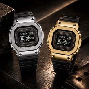 卡西欧G-SHOCK太阳能蓝牙测心率GM-H5600手表男女金属小方块