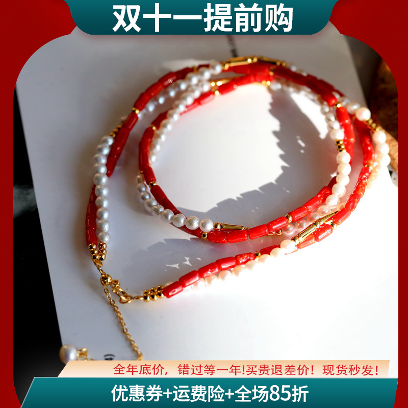 红莲纯银饰品天然珍珠女款叠戴气质百搭轻奢短款项链锁骨链颈链