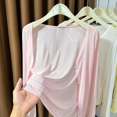 莱赛尔天丝开衫罩衫女高级感