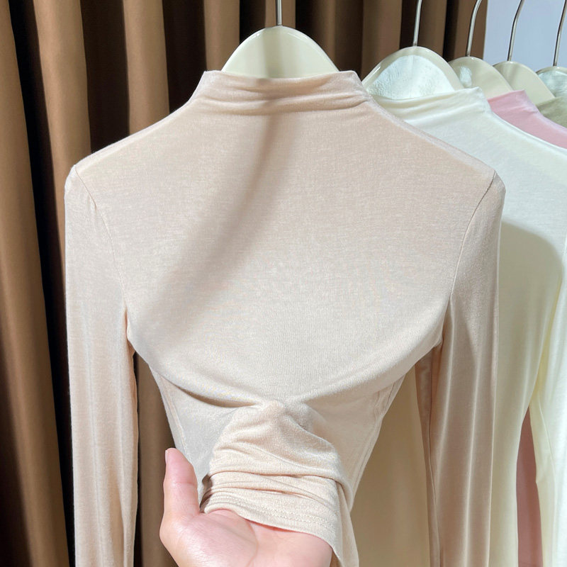 软糯半高领莫代尔打底衫女秋冬新款洋气内搭基础款长袖t恤女薄款,女装/女士精品,T恤,淘宝优惠券,粉丝福利购,淘宝优惠卷