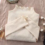 毛衣内搭长袖 洋气高档小衫 网纱上衣潮 女2026新款 木耳边蕾丝打底衫