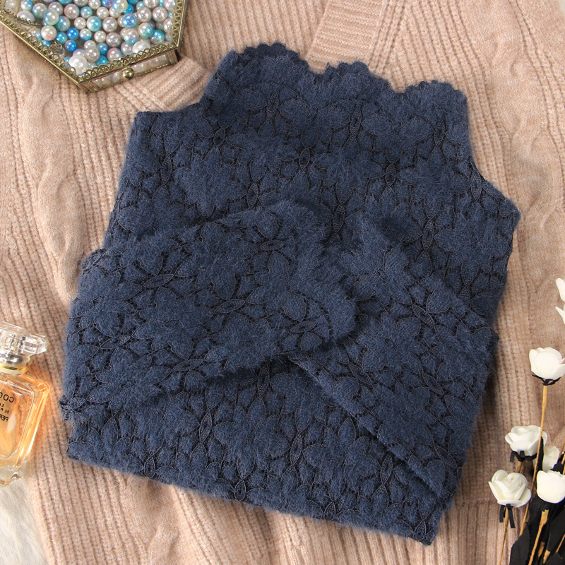 气质软糯半高领蕾丝