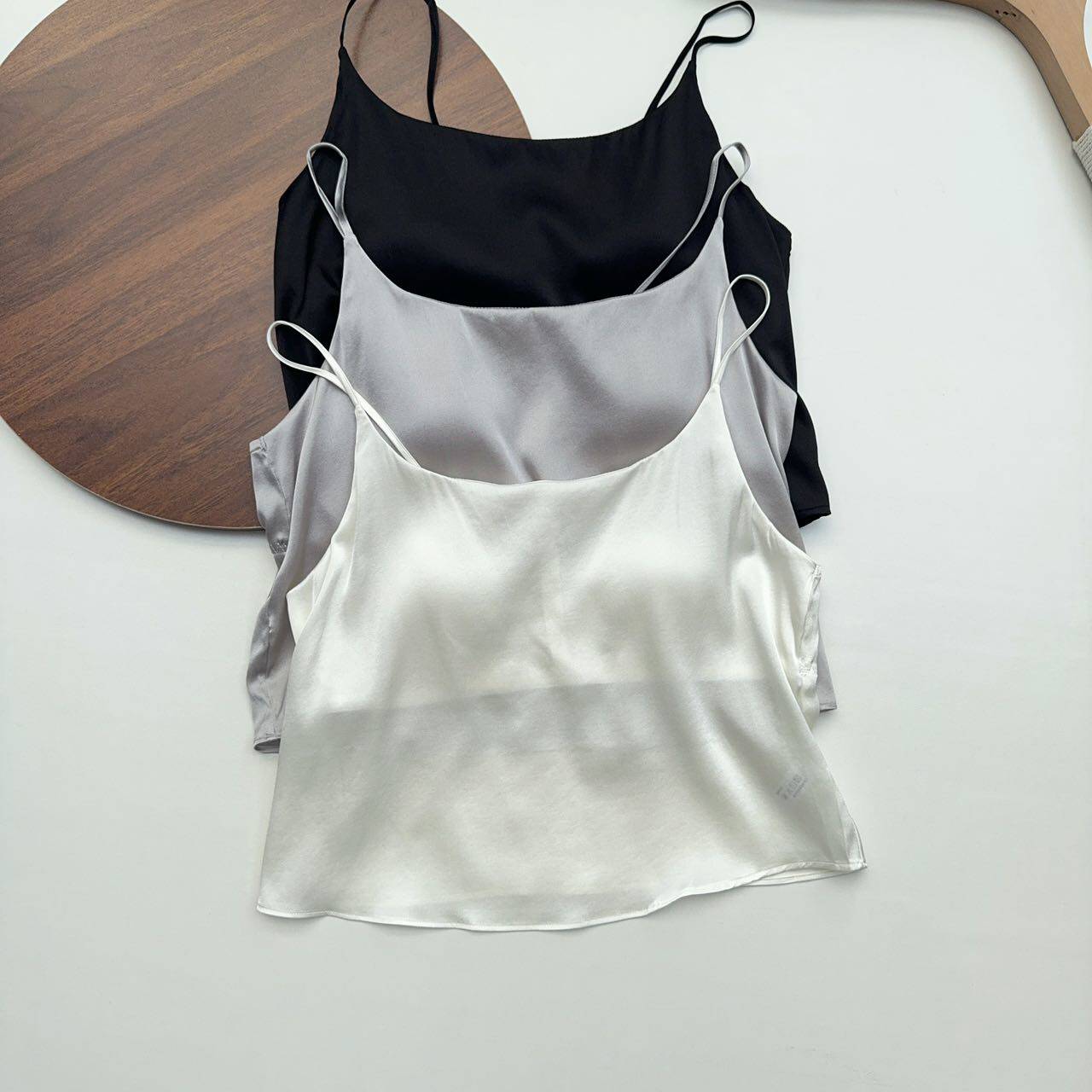 16姆米真丝缎面桑蚕丝免穿文胸一体抹胸内衣吊带小背心薄款固定杯