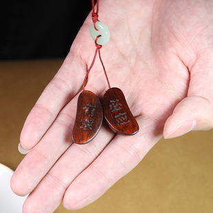 天然紫檀木刻字款有求必应迷你掷杯手机挂件创意钥匙扣包包链