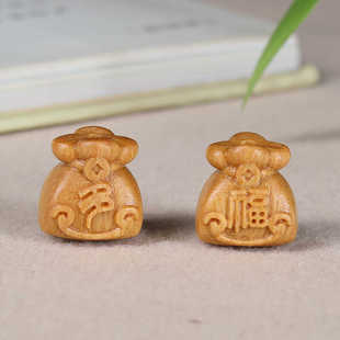 新款檀木多福配件配饰散珠子diy手链项链吊坠挂件钱袋子隔珠手串