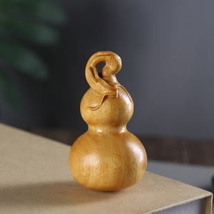 黄金木葫芦小摆件文玩手工龙年生肖龙头葫芦手把件福禄吉祥挂件