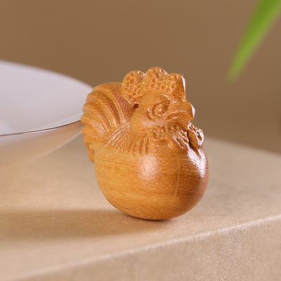 绿檀木檀香木雕刻生肖鸡挂件