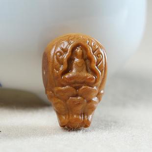 无相佛三通文玩檀木配饰DIY时尚民族风佛珠项链念珠手串手链配件