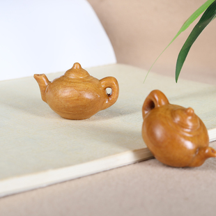 紫檀木小茶壶麻将把把壶手把件随身便携解压小挂件绿檀檀香木吊坠