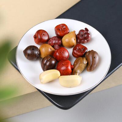 创意文玩紫檀木檀香木水果家园绿檀实木小配件diy配饰文玩工艺品