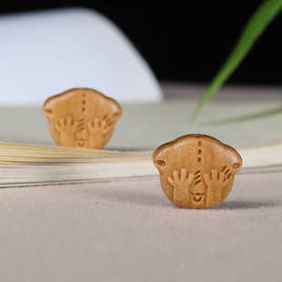 檀木通孔非礼勿视牌子diy配件手工自制手链文玩佛珠配饰隔珠串珠