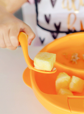 清仓Bumkins婴儿童宝宝弯头歪把歪头勺子可爱餐具辅食学吃饭训练