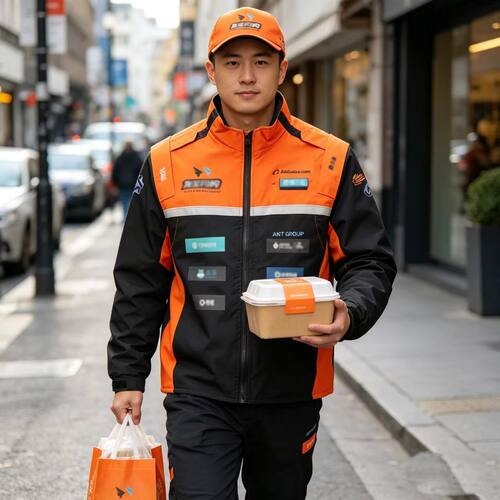 闪购外卖冲锋衣骑手工作服橙色风暴装防风保暖春秋装专业工装耐磨