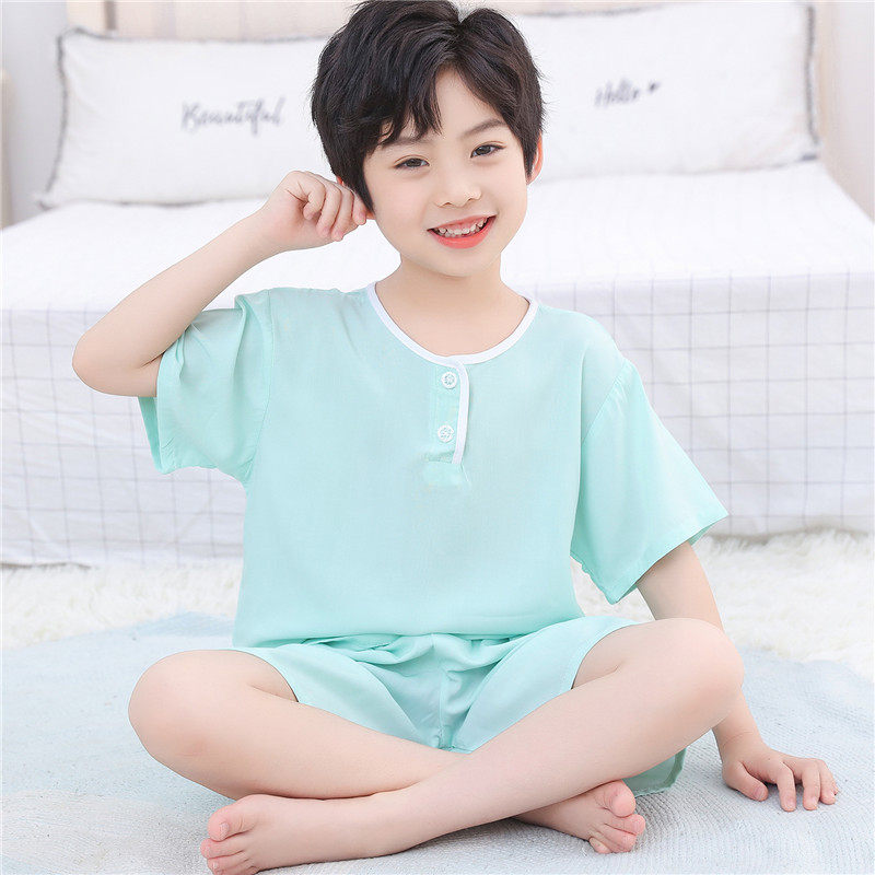 短袖女童绵绸小孩子家居服薄款