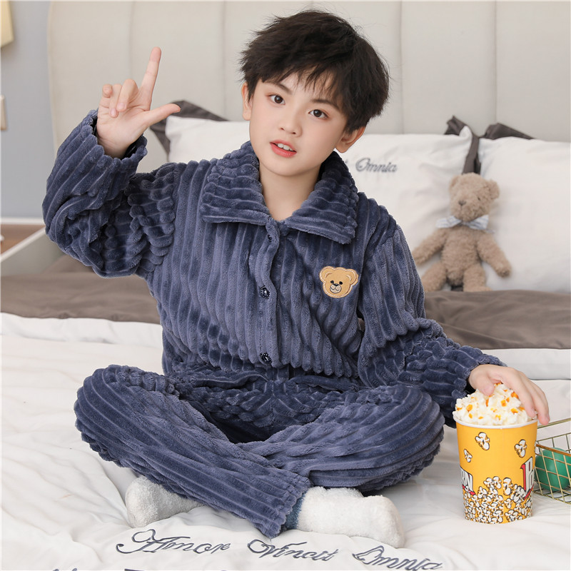 儿童法兰绒睡衣秋冬季