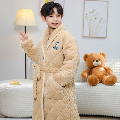 儿童冬季加厚夹棉珊瑚绒睡袍
