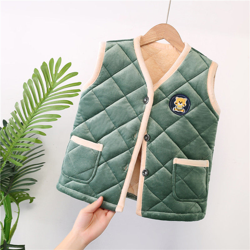 童装女童马甲秋冬新款男宝宝外穿绒儿童马甲韩版洋气打底无袖马甲