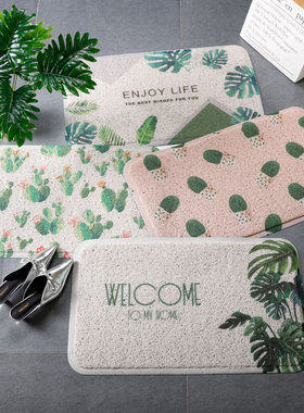 北欧入户门垫 进门防滑地垫 绿色植物蹭土垫 PVC脚垫网红卫浴地毯