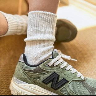 LookSocks日系复古粗线中筒袜男女港风潮袜原生棉堆堆袜运动长袜