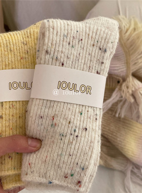 LookSocks加厚点子羊毛袜秋冬袜子纯色日系中筒堆堆袜保暖羊绒袜