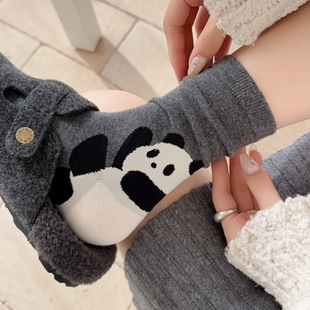无骨袜子女秋冬新款 日系后跟立体卡通中筒袜ins潮可爱小熊堆堆袜