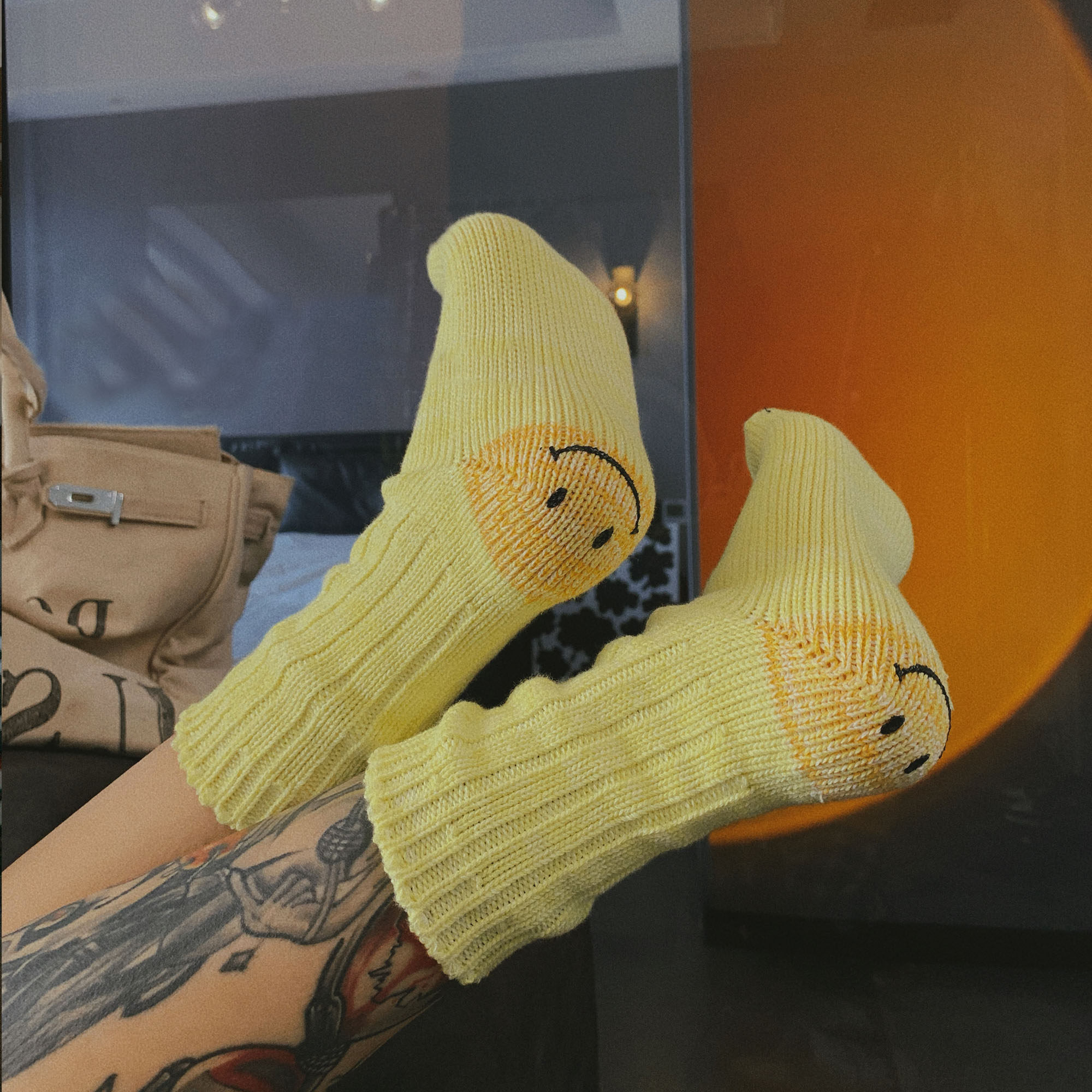 LookSocks小众平田笑脸网红情侣ins潮袜粗针线中筒袜子女时尚