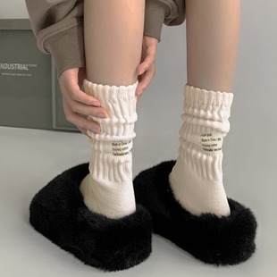 LookSocks黑白美式 风长筒粗针毛巾底男女长袜 运动中筒袜日系工装