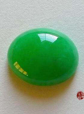 翡翠a货老坑玻璃种满绿戒面天然