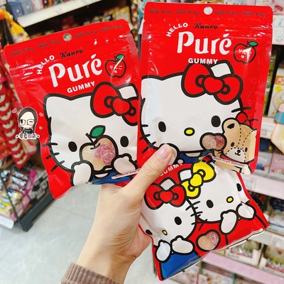 日本本土进口 Kanro甘乐Pure&Hellokitty联名凯蒂猫造型果汁软糖