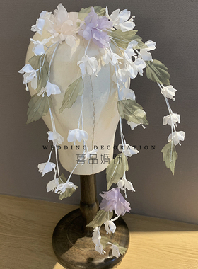 韩式森系淡紫色花朵发夹新娘头饰
