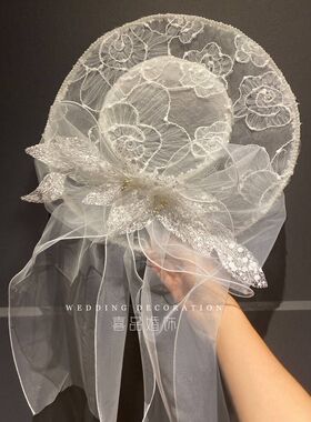 喜品原创新品甜美公主优雅白色蕾丝礼帽外景样片影楼造型拍照帽子