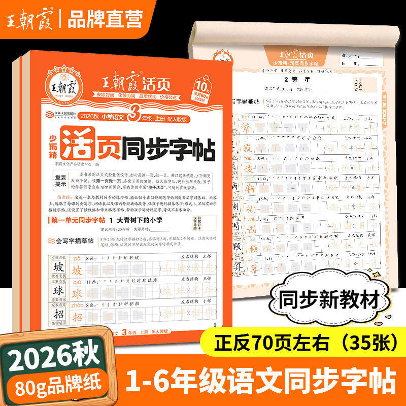 王朝霞同步练字帖2026秋上册字帖专项练一二三四五六年级每日一练小学生专用楷体字帖课本生字同步练易错字描摹贴提升卷面分字帖本