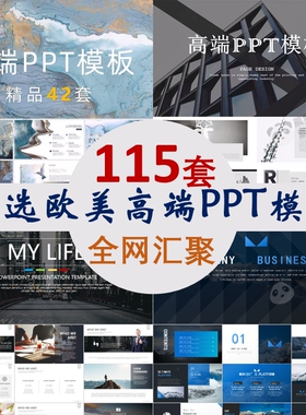 高端ppt模板商务欧美高端创意大气简约动态年终总结述职报告/M082