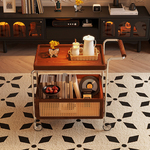 实木边几小推车可移动中古风茶几家用客厅复古零食置物架简约餐车