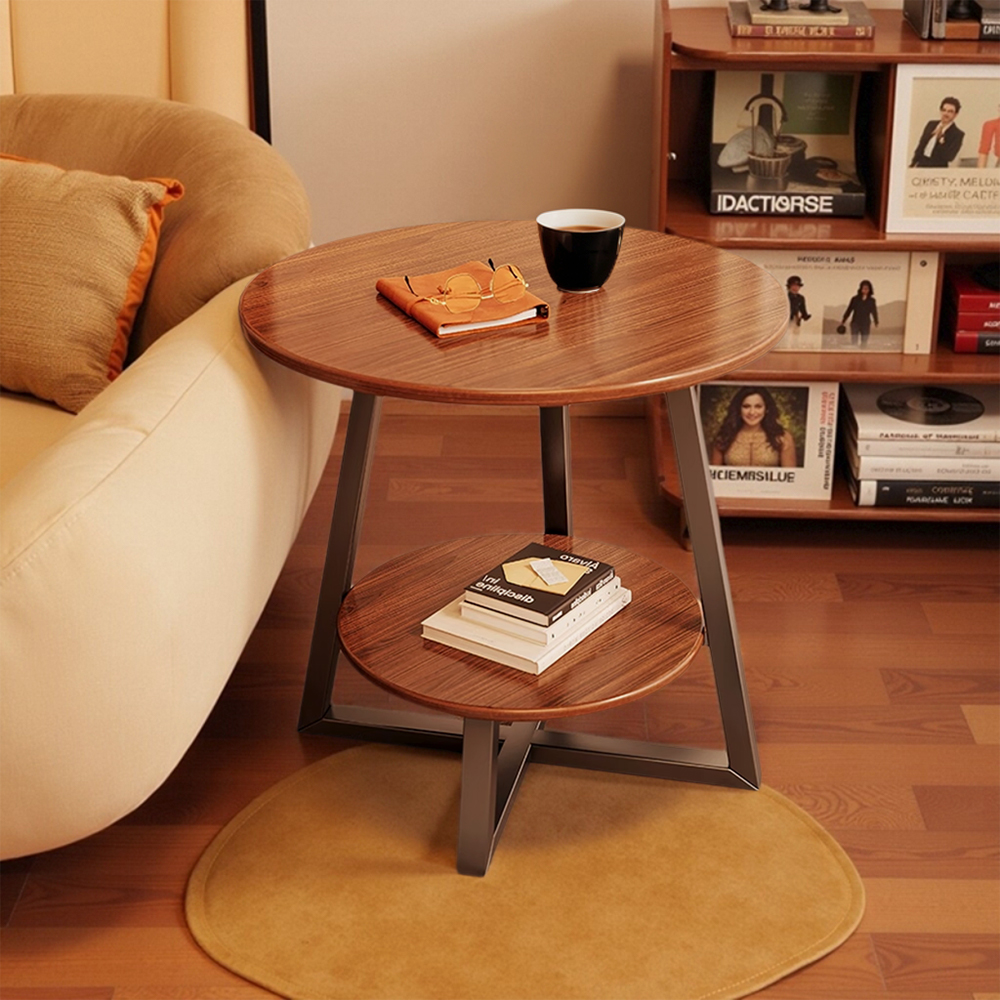 中古小茶几桌子客厅家用沙发边几复古迷你阳台茶桌小圆桌置物架