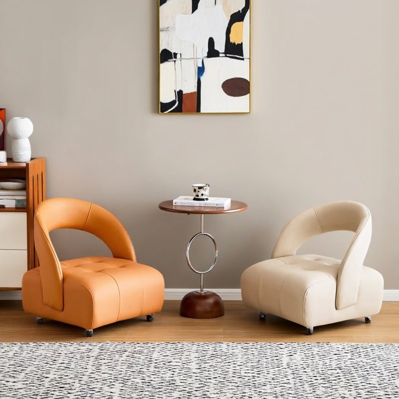 实木溜溜凳沙发凳矮凳万向轮靠背