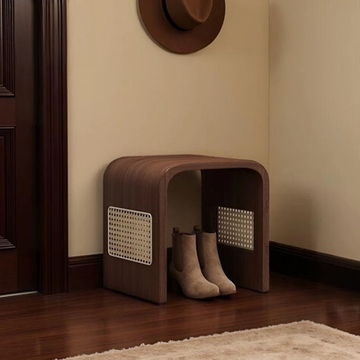 中古风藤编换鞋凳门口家用入户