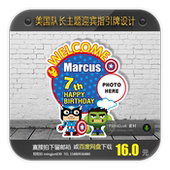 美国队长主题宝宝宴迎宾牌设计百日周岁满月宴生日指引牌图案素材