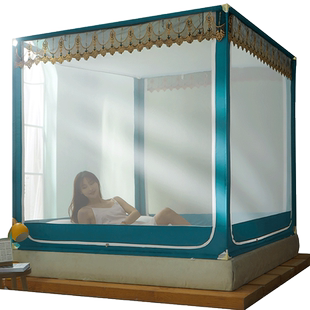 新款加密蚊帐蒙古包免安装家用防蚊防摔儿童加厚支架固定方便拆洗