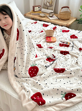 新款牛奶绒羊羔绒毛毯四季办公室午休毯沙发毯盖毯印花双层毯子