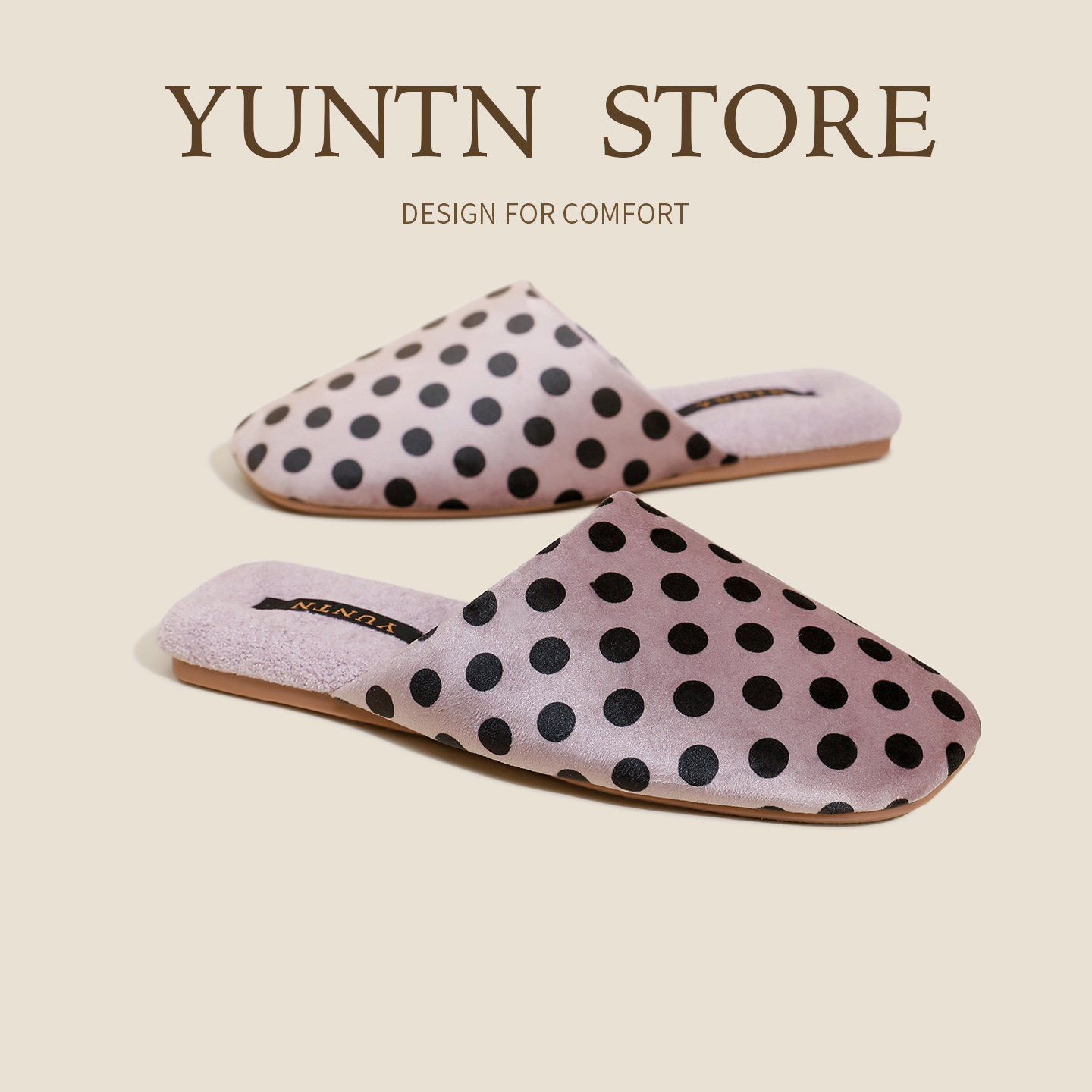 秋冬新品复古小波点miu优雅加绒肤感保暖棉拖鞋女室内防滑居家鞋,居家布艺,居家棉拖/棉鞋,淘宝优惠券,粉丝福利购,淘宝优惠卷