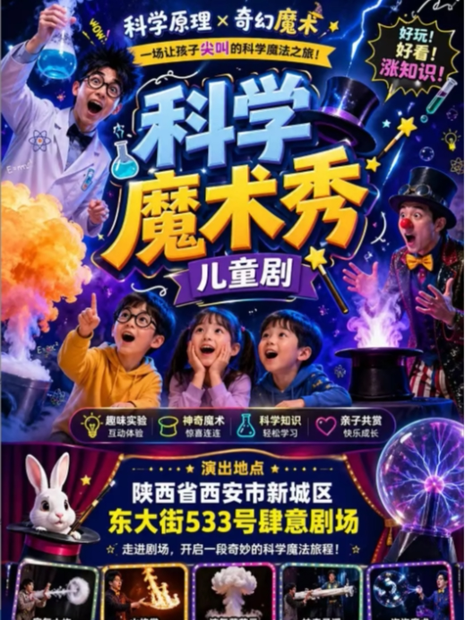 【溜娃必看】钟楼最受欢迎科学魔术秀【魔术物理奇妙】亲子儿童剧-科学实验溜娃好地方