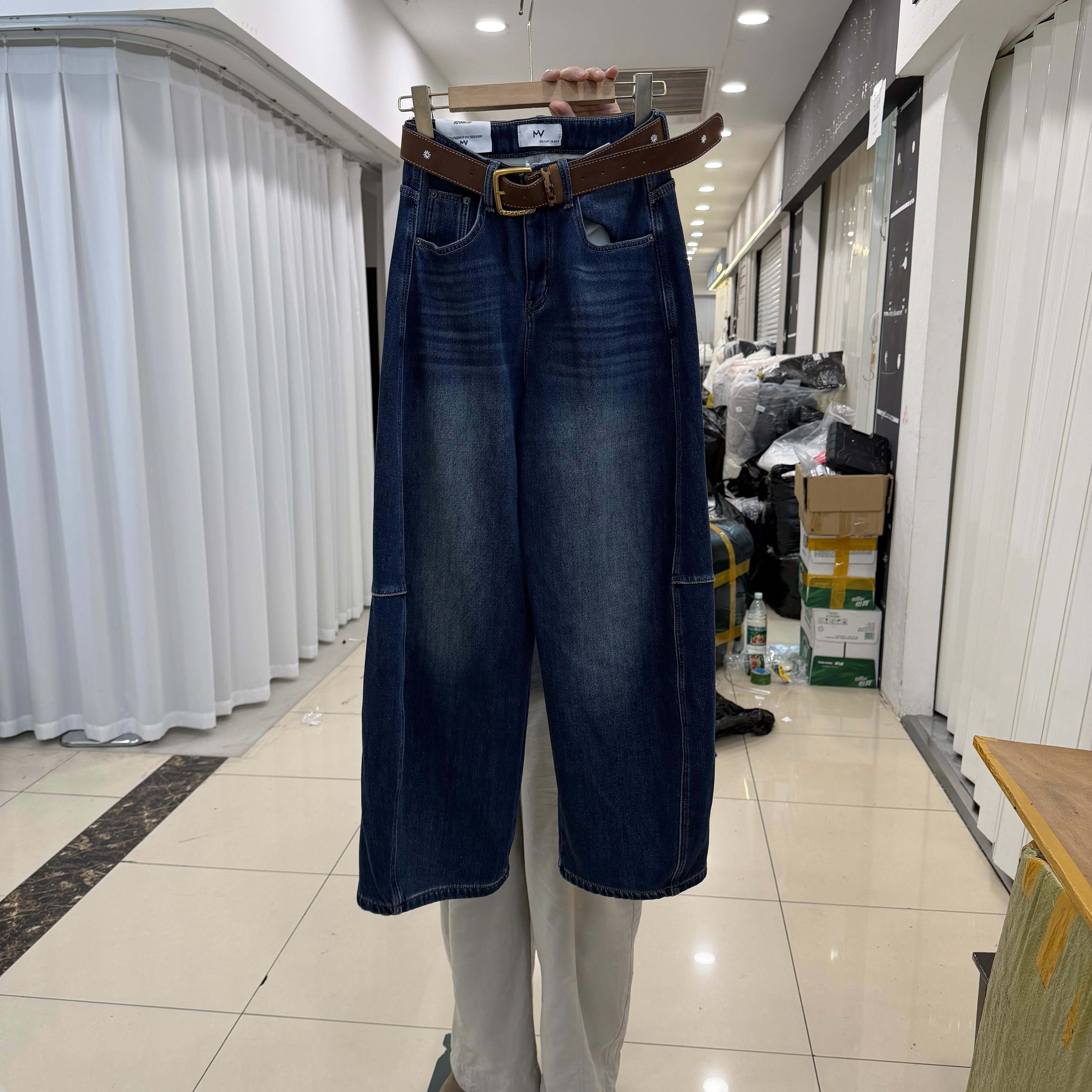 韩版弹力密密绒加厚阔腿拖地长裤