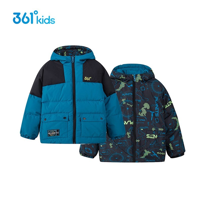 361童装男童两面穿羽绒服 2024冬季新款中大童儿童防风保暖外套潮