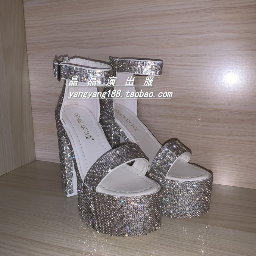 哥手钻鞋演出高跟鞋水钻鞋
