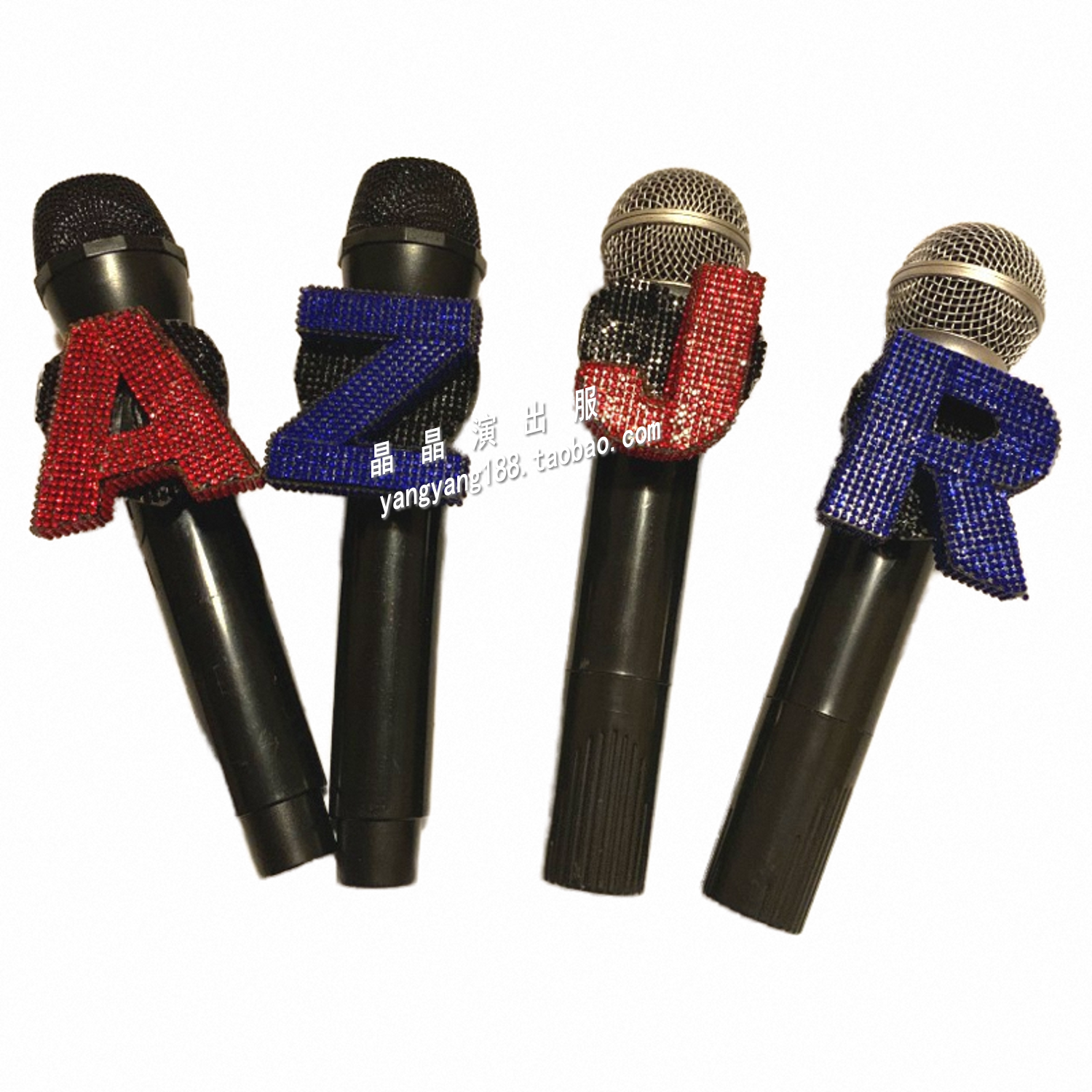 镶钻定制服务KTV麦克风贴钻话筒Y造型非金属镶钻麦克风装饰字母