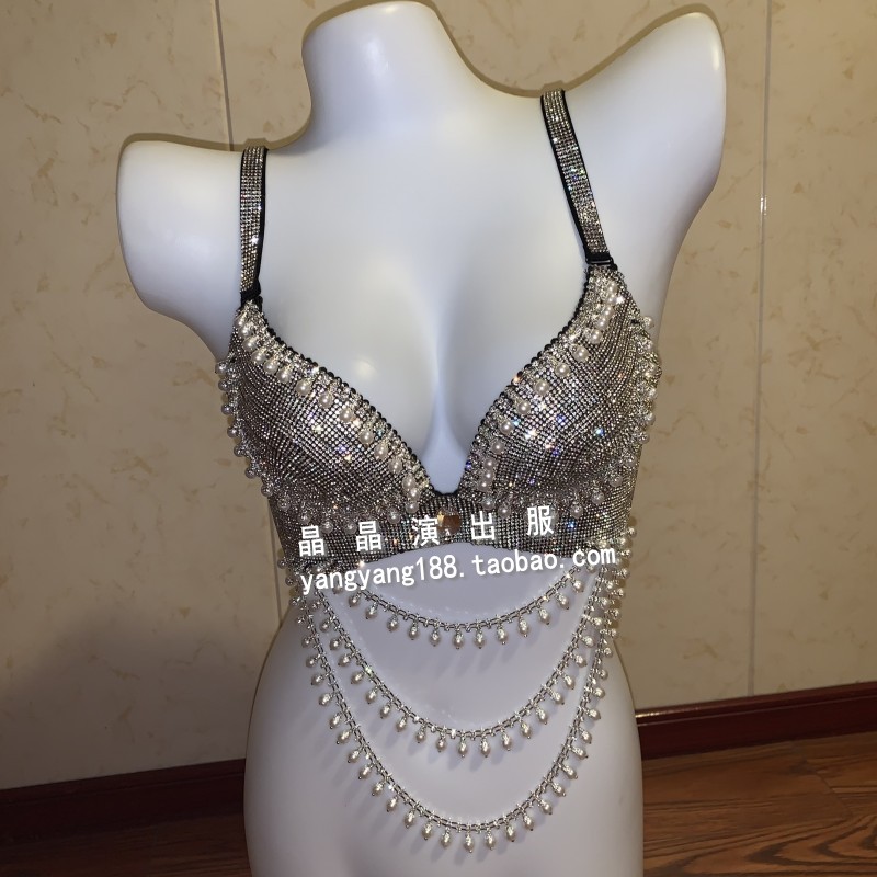 夜店ds模特摄影性感水钻dj女歌手珍珠比基尼gogo演出舞台套装女
