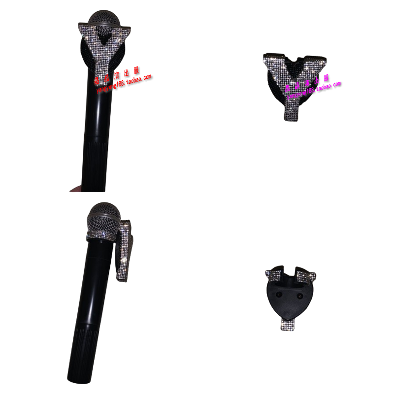 镶钻定制服务KTV麦克风贴钻话筒Y造型非金属镶钻麦克风装饰字母